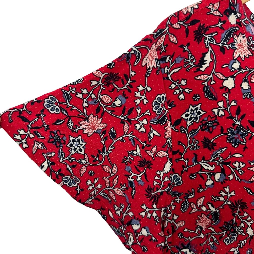 Christopher‎ & Banks Womens XL Dress V Neck Red Floral Stretch Cottage Rayon - Picture 9 of 11